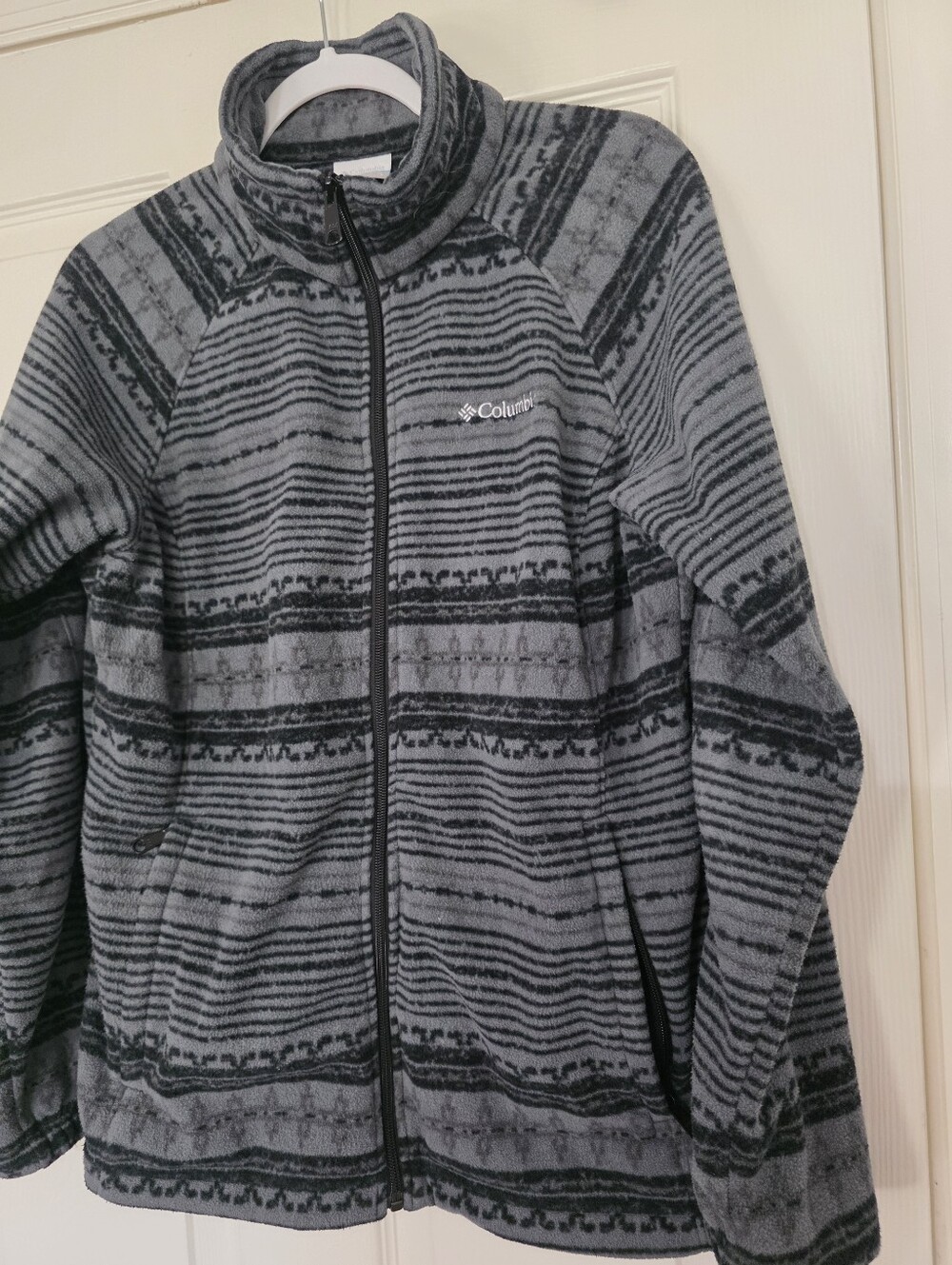 Columbia Gray Fleece Geometric Full Zip Jacket Size XL OutdoorCasual Womens
